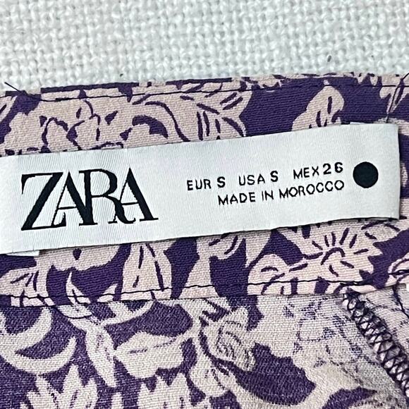 Zara Boho Purple Floral Print Sarong Wrap Skirt Women's S Flowy Midi Cottagecore - Picture 7 of 8